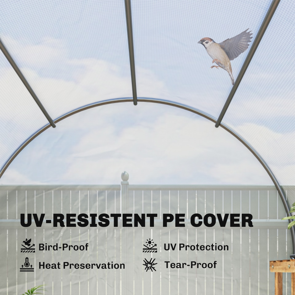 image 1 of Outsunny Large Walk-in Greenhouse Poly Tunnel Galvanised Garden Plants Grow Tent