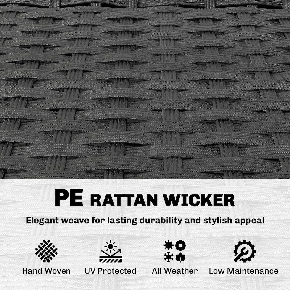 image 1 of Outsunny 2 Seater Rattan Sofa with Cushions, Wicker Garden Loveseat with Armrests, Outdoor Garden Sofa Couch with Metal Frame for Patio, Black | Black | Black | One Size