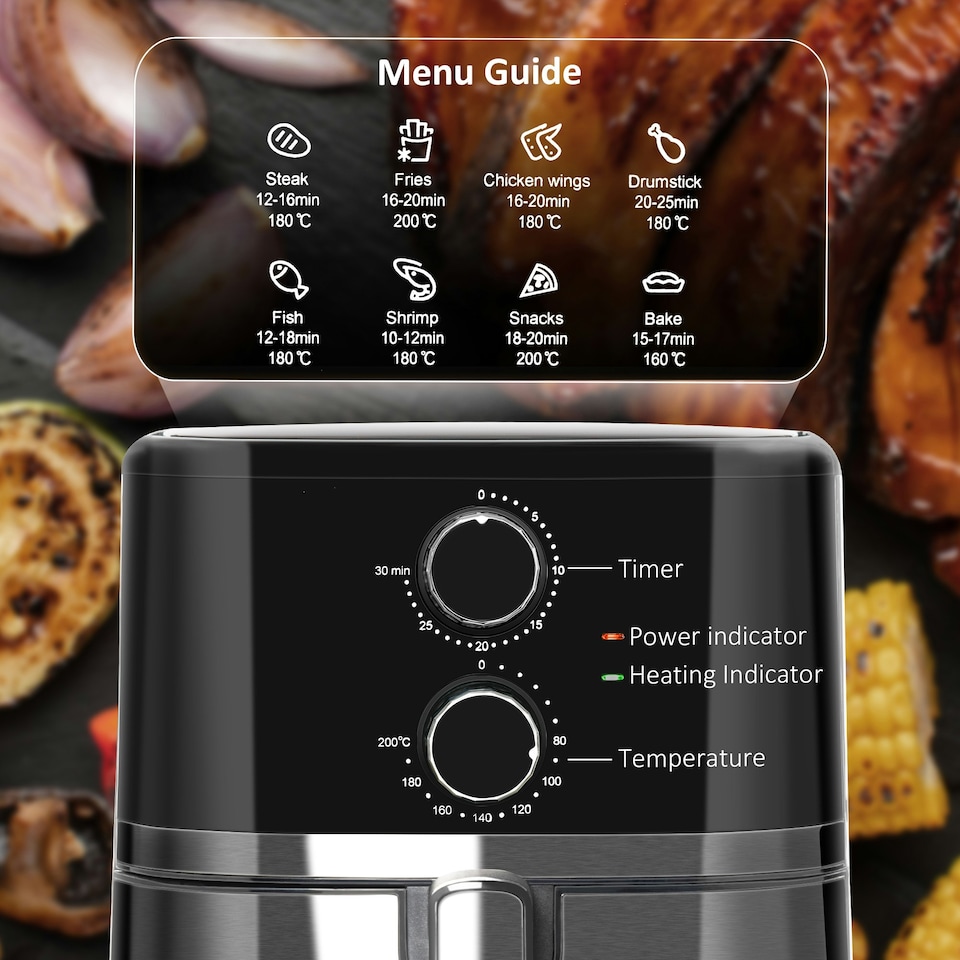image 1 of HOMCOM Air Fryer 1500W 4.5L Air Fryers Oven with Rapid Air Circulation Timer