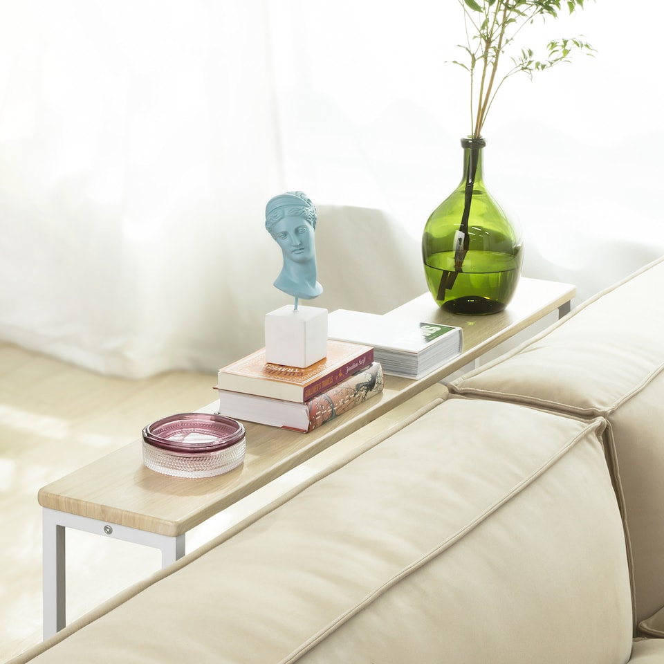 image 1 of SoBuy Console Table, Light Oak Top & White Metal Frame, 47.2x7.9x25.6 inches, 4.75 kg - FSB19-Z