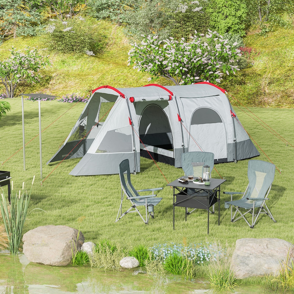 image 1 of Outsunny 70cm Aluminum Roll Top Table w Mesh Bag Camping Outdoor Dining Foldable w Steel Frame Picnic Lightweight Hiking Furniture Desk, Black