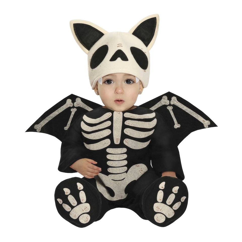 image 1 of Fiestas Guirca Baby Skeleton Bat Costume Set | Black | Black/White | 18-24 mths | 1