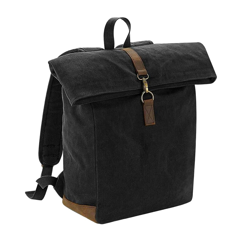 image 1 of Quadra Heritage Leather Trim Backpack - Black - One Size