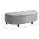 image 3 of HOMCOM Semi-Circle Ottoman Storage Bench, Bed End Bench, Tufted Upholstered Window Seat Footrest Stool with Rubberwood Legs for Bedroom & Entryway, 120 x 46 x 42 cm, Light Grey | Grey | 1