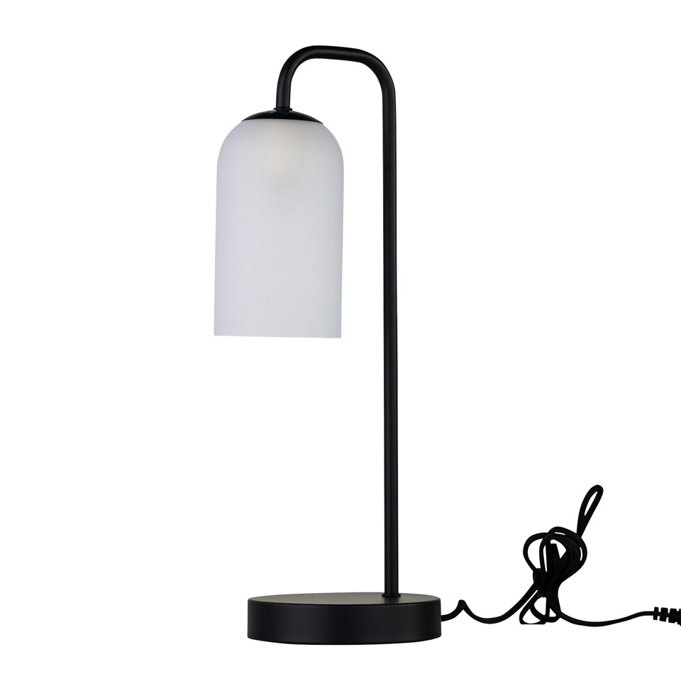 image 1 of Set of 2 Victoria - Black Touch Lamps with Frosted Glass Shades Black | White