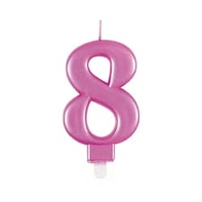 Metallic Pink Number 8 Birthday Candle 9cm