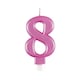 image 1 of Metallic Pink Number 8 Birthday Candle 9cm