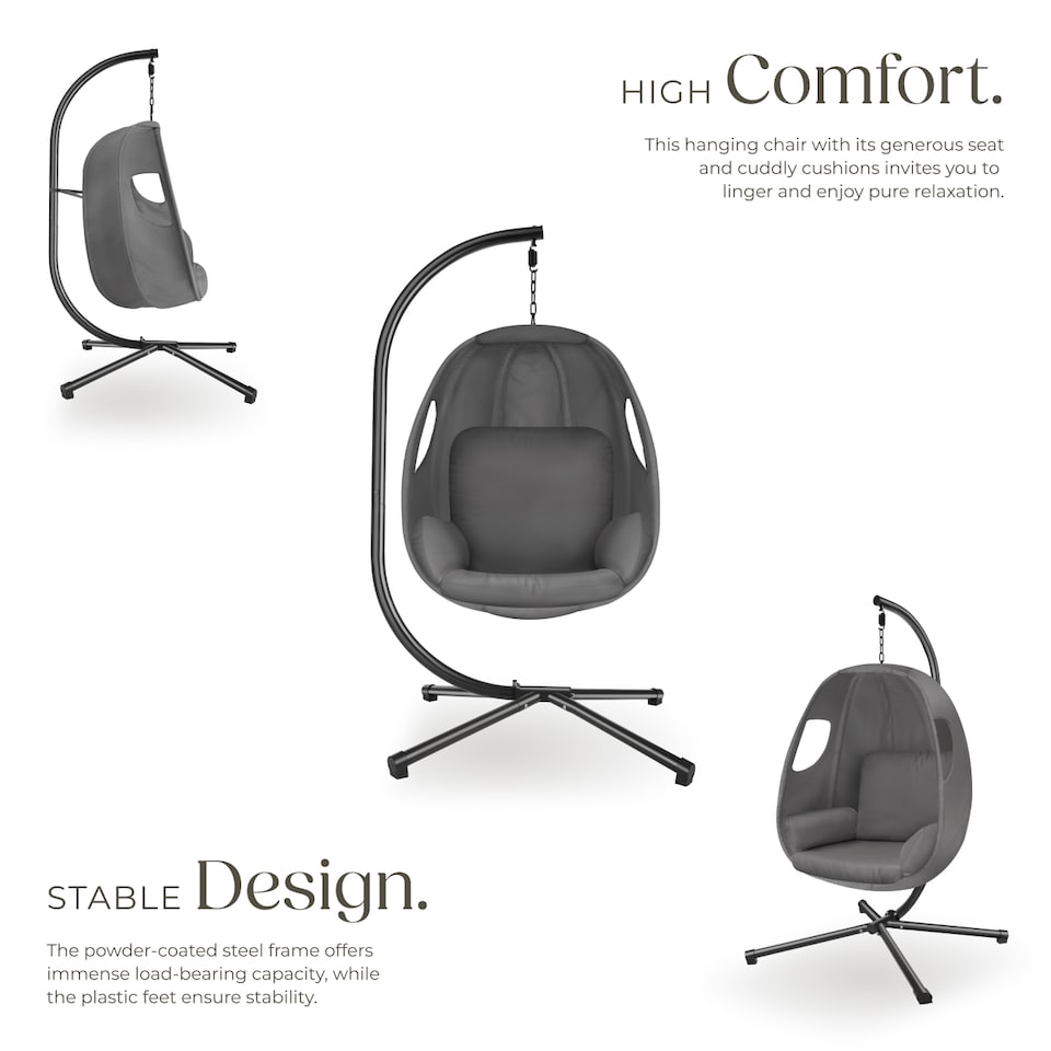 image 1 of Hanging Egg Chair Anika - with frame and extra thick seat cushion | Grey | anthracite | One Size | 1