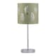 image 2 of Set of 2 Chrome Stick Table Lamps with Sage Green Fern Shades Chrome | Green