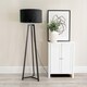 image 2 of ValueLights Lottie Black Wood Tripod Floor Lamp with Black Velvet Shade | Black
