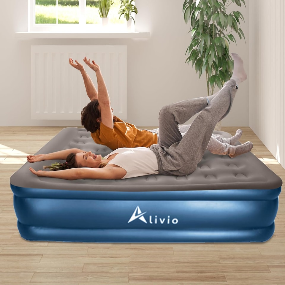 Alivio Inflatable Air Bed, Double Bed Airbed Air Mattress Built in Pump