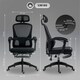 image 3 of HOMCOM Mesh Ergonomic Office Chair with Lumbar Support, Headrest, Black Black