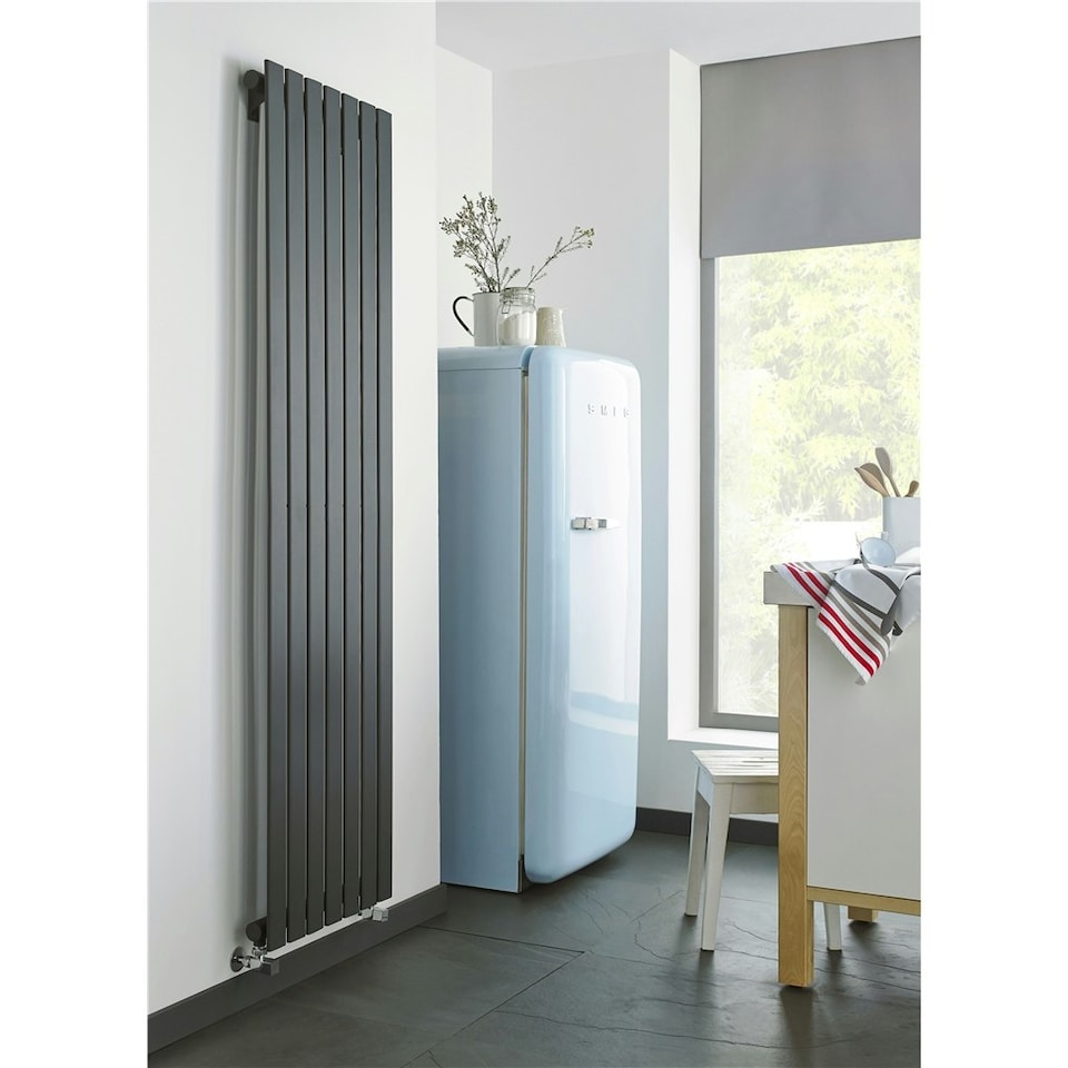 image 1 of 1600mm (H) x 550mm (W) -Anthracite Vertical Radiator (Berlin) - Single Panel - (1.6m x 0.55m) - Depth 52mm