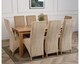 image 4 of Oslo 180 x 90 cm Large Oak Dining Table and 8 Lola Fabric Chairs | Brown | Beige