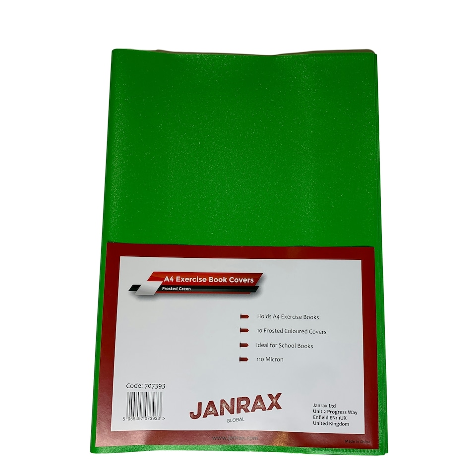 image 1 of Pack of 10 A4 Frosted Green Exercise Book Covers