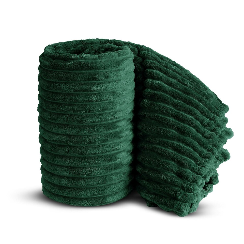 image 1 of Velosso Chunky Cord Super Soft Plush Heavy Blanket - 150cm x 200cm Green