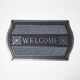 image 1 of Homescapes Silver 'Welcome' Door Mat with Curved Edge - 75 x 45 cm