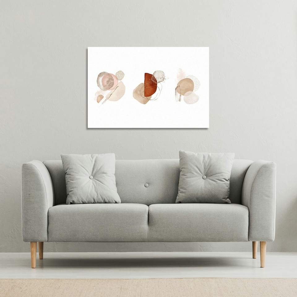 image 1 of ivory, beige watercolor Illustration and gold elements (Canvas Print) 46 x 31 x 4cm