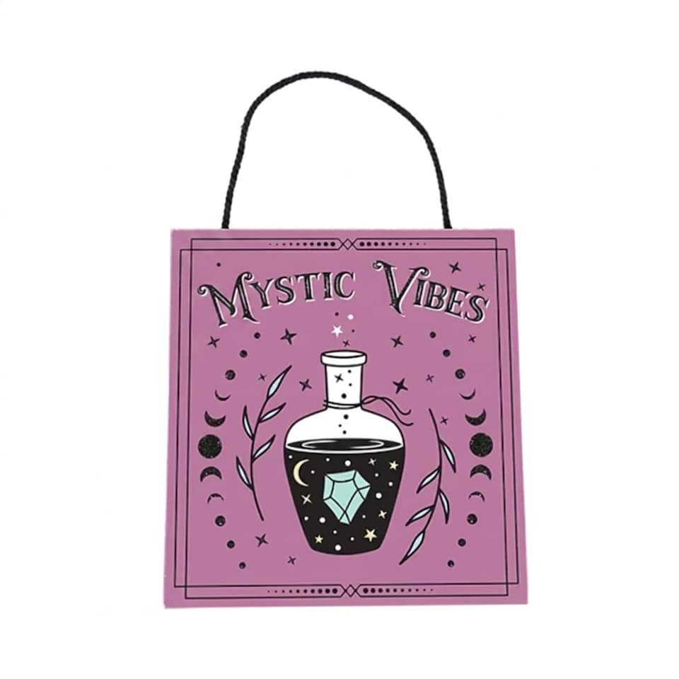 image 1 of Mystic Vibes Purple Halloween Spooky Hanging Plaque Decoration 18cm