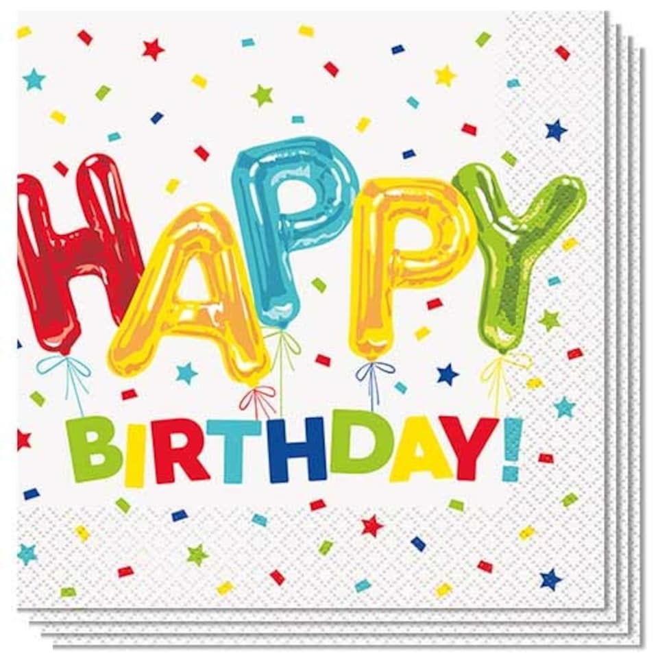 Happy Balloon Birthday Luncheon Napkins 33cm 2Ply - Pack of 16