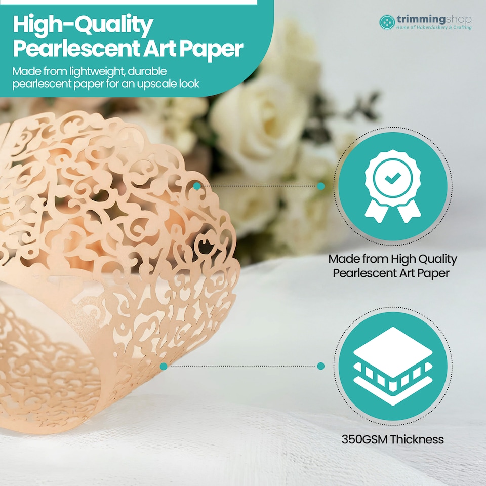 image 1 of Cupcake Wrappers Laser Cut Floral Design Paper Cup Holders - 25pcs
