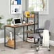 image 5 of 97CM Wide Computer Desk With 3 Shelves Rustic Brown Brown
