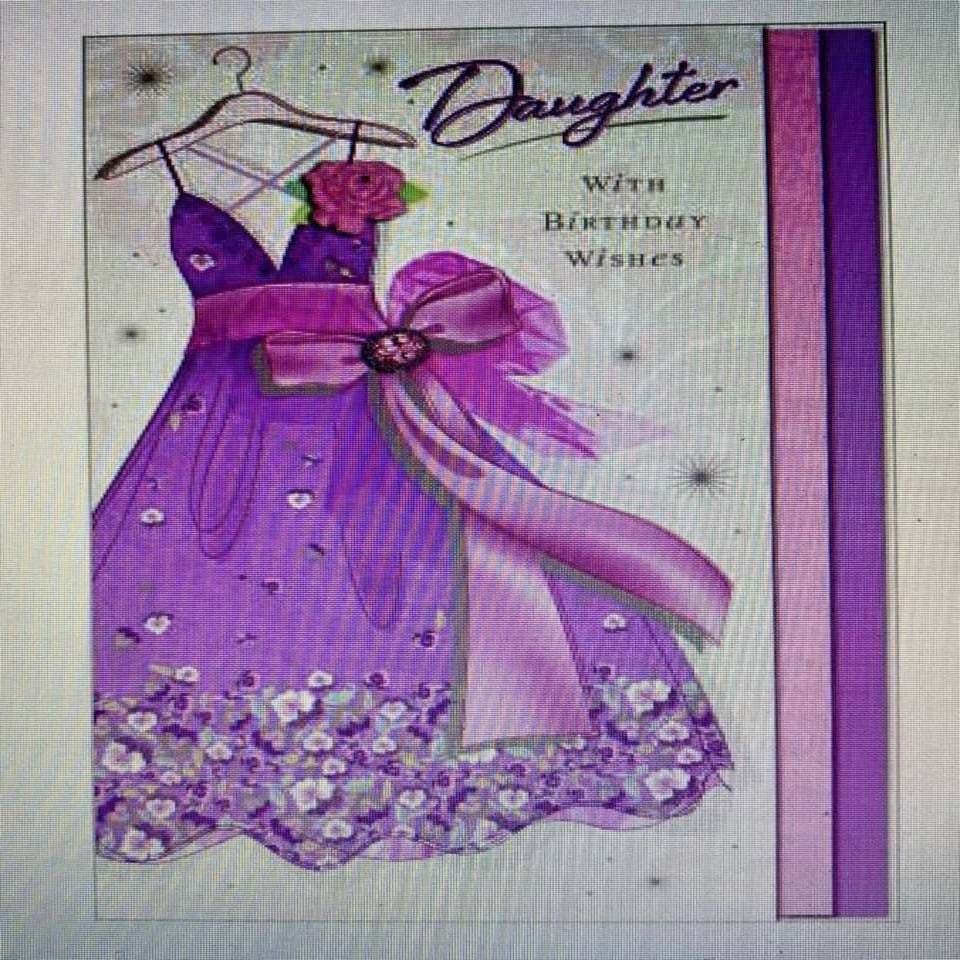 image 1 of Daughter Purple Dress Large Quality Birthday Greeting Card