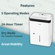image 7 of HYE 1.5L Portable Dehumidifier with 5 Modes, 12L/Day, 24hr Timer - White SA01DH12L02