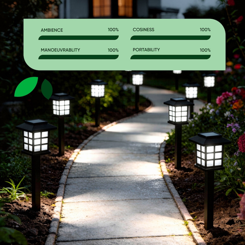 image 1 of Gardenwize 12 Pack Solar Pathway Lights Warm White LED