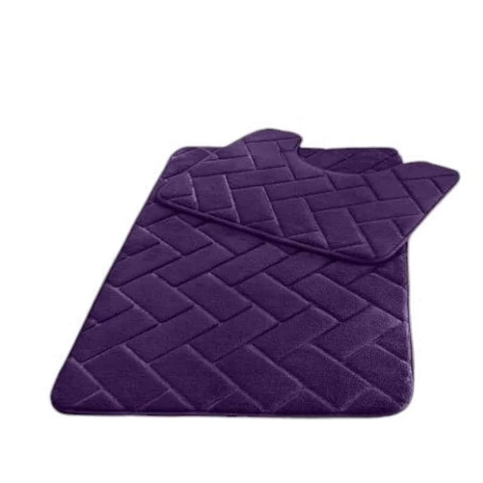 image 1 of Memory Foam BLOCKS Bath Mat Set Plum