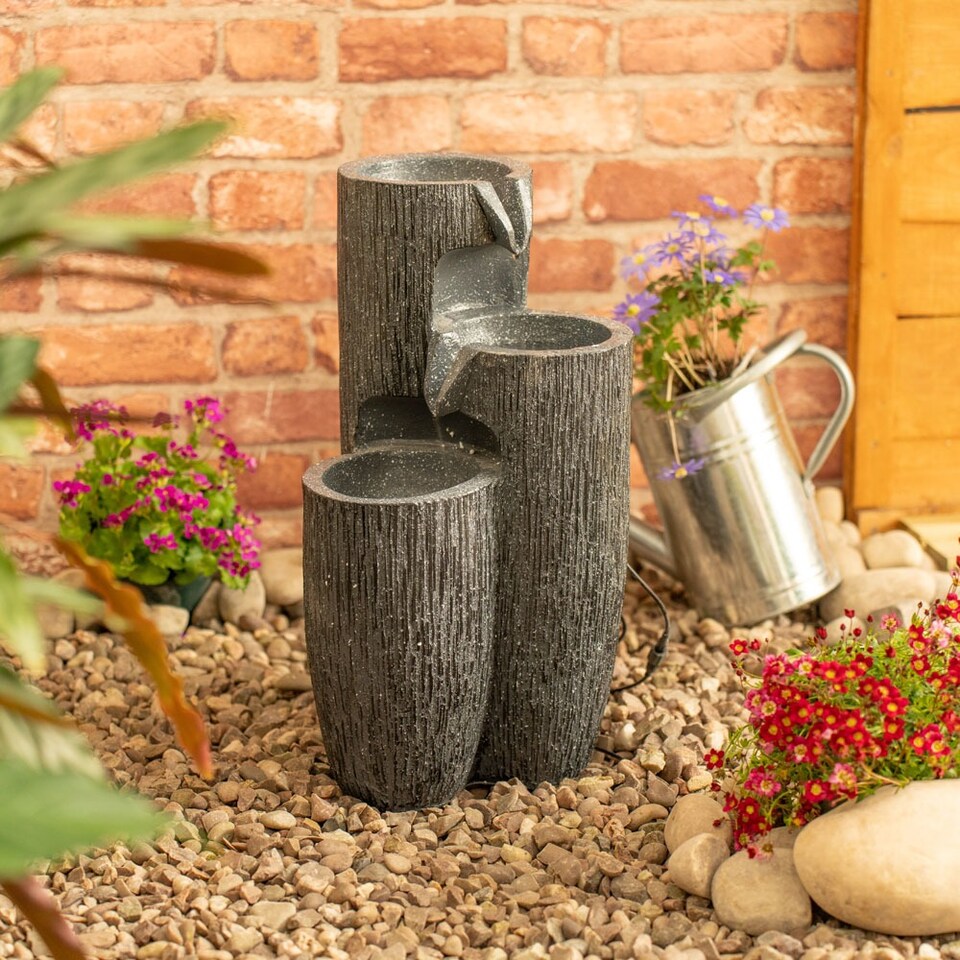 image 1 of ValueLights Logs Outdoor Solar Decorative Water Fountain