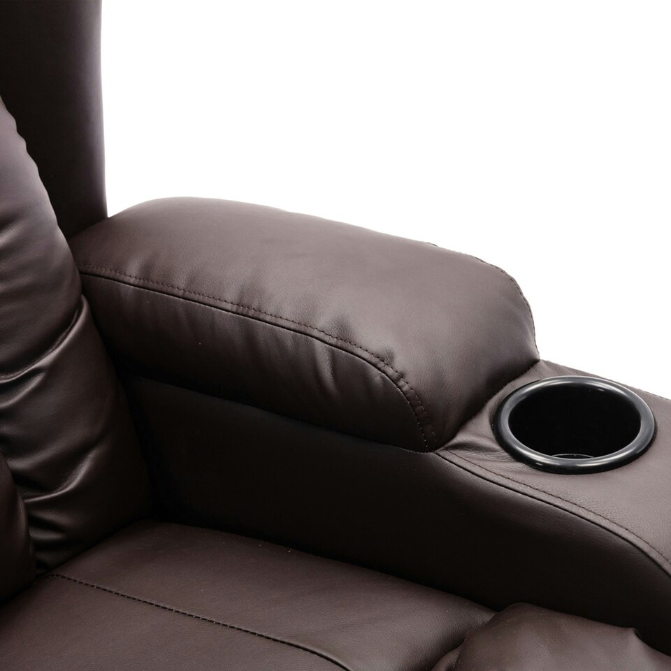 image 1 of Caesar Bonded Leather Recliner Rocking Swivel Heat & Massage Chair (Brown)