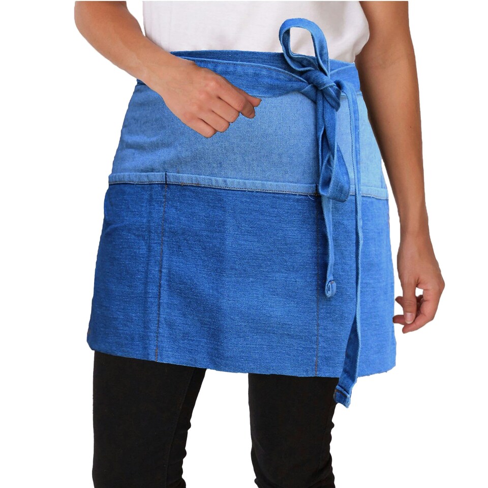 image 1 of Dennys Unisex Adult Heavyweight Money Pocket Short Apron - Blue - One Size