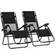 image 1 of Outsunny Foldable Garden Recliner Chair Set of 2 w/ Footstool & Headrest, Black