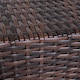 image 5 of Outsunny Rattan Wicker Tea Coffee Table w/ Umbrella Hole Storage Space Brown