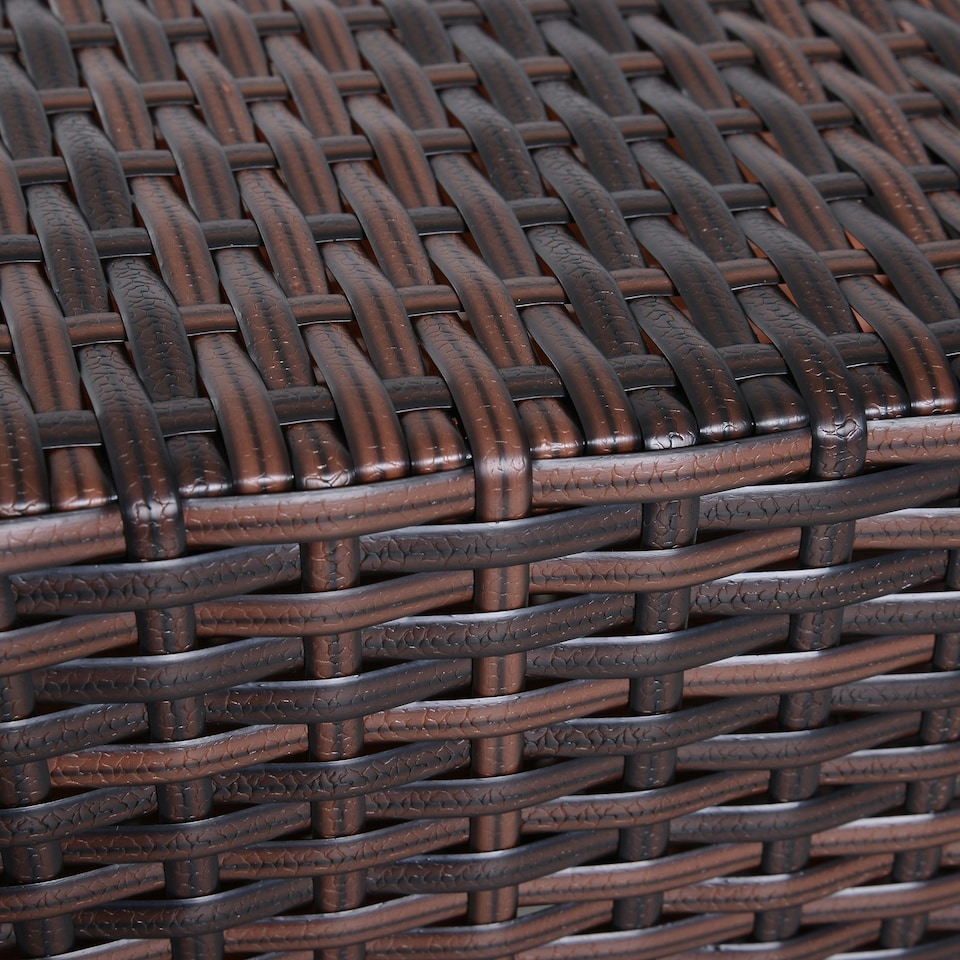 image 1 of Outsunny Rattan Wicker Tea Coffee Table w/ Umbrella Hole Storage Space Brown