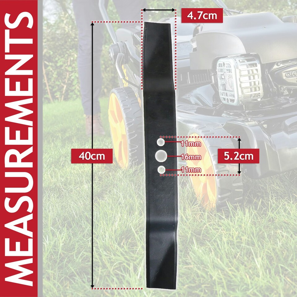 image 1 of SPARES2GO Blade for McCulloch M3540 M40 MT3540S Lawnmower Metal Combi Grass Cutter (40cm)
