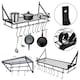 image 3 of Living and Home Kitchen Metal Shelves Pan & Pot Rack Storage Shelf with 10 Hooks Wall Mounted