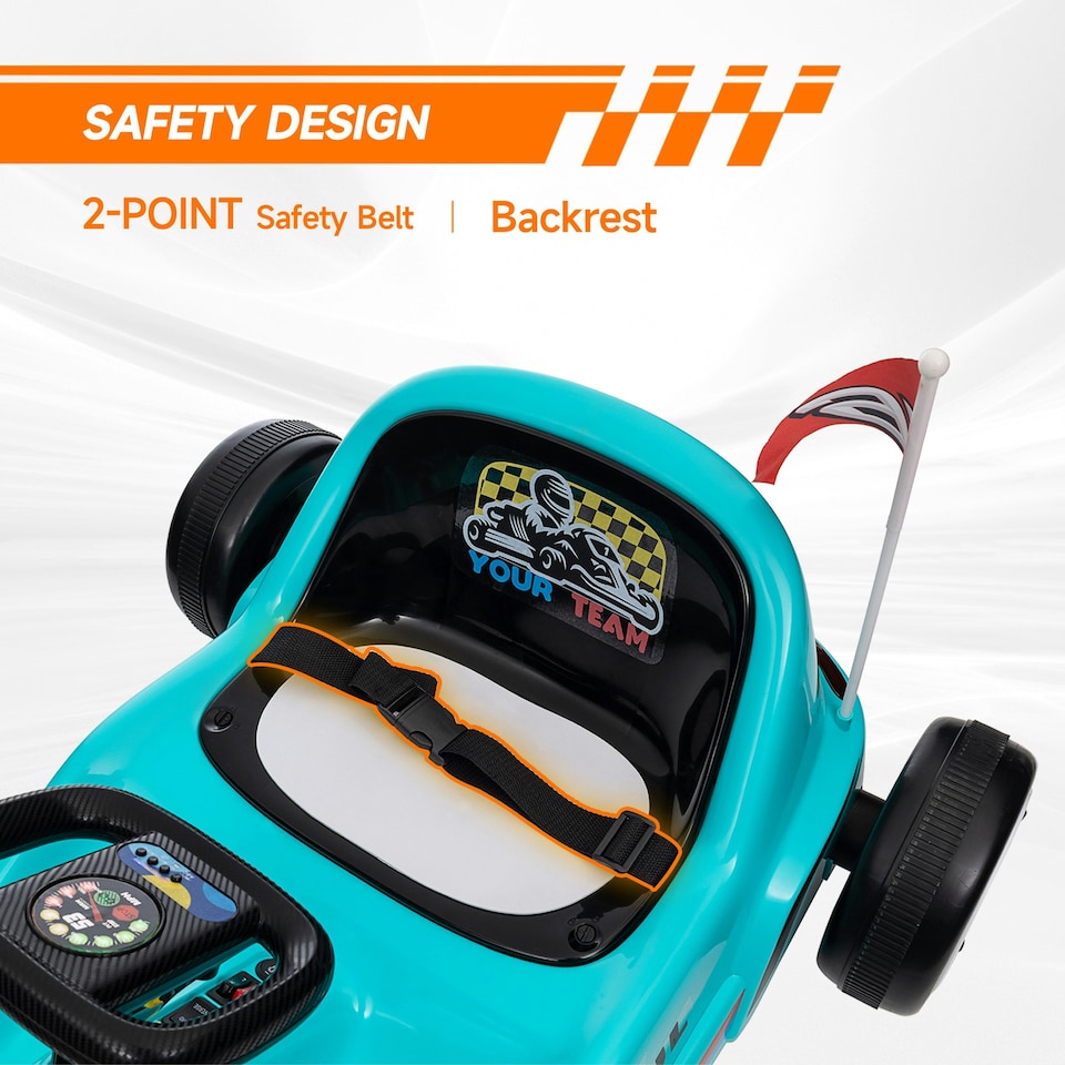 image 1 of AIYAPLAY 6V Electric Go Kart w/ Music, Light, Horn, for Ages 3-5 Years, Blue