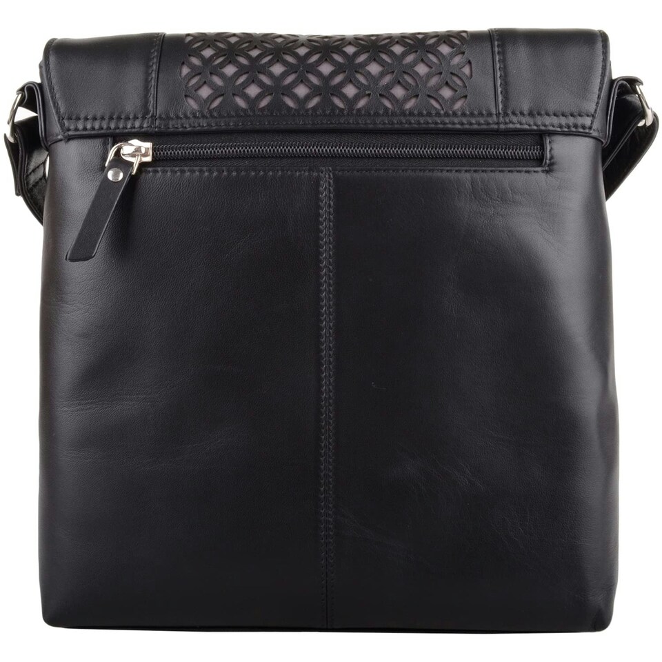 image 1 of Leather Magnetic Fastening Adjustable Strap Cross Body Shoulder Bag Blue | Slate/Blue