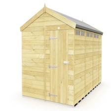 8 x 15 Feet Apex Security Shed - Single Door - Wood - L454 x W231 x H217 cm Brown