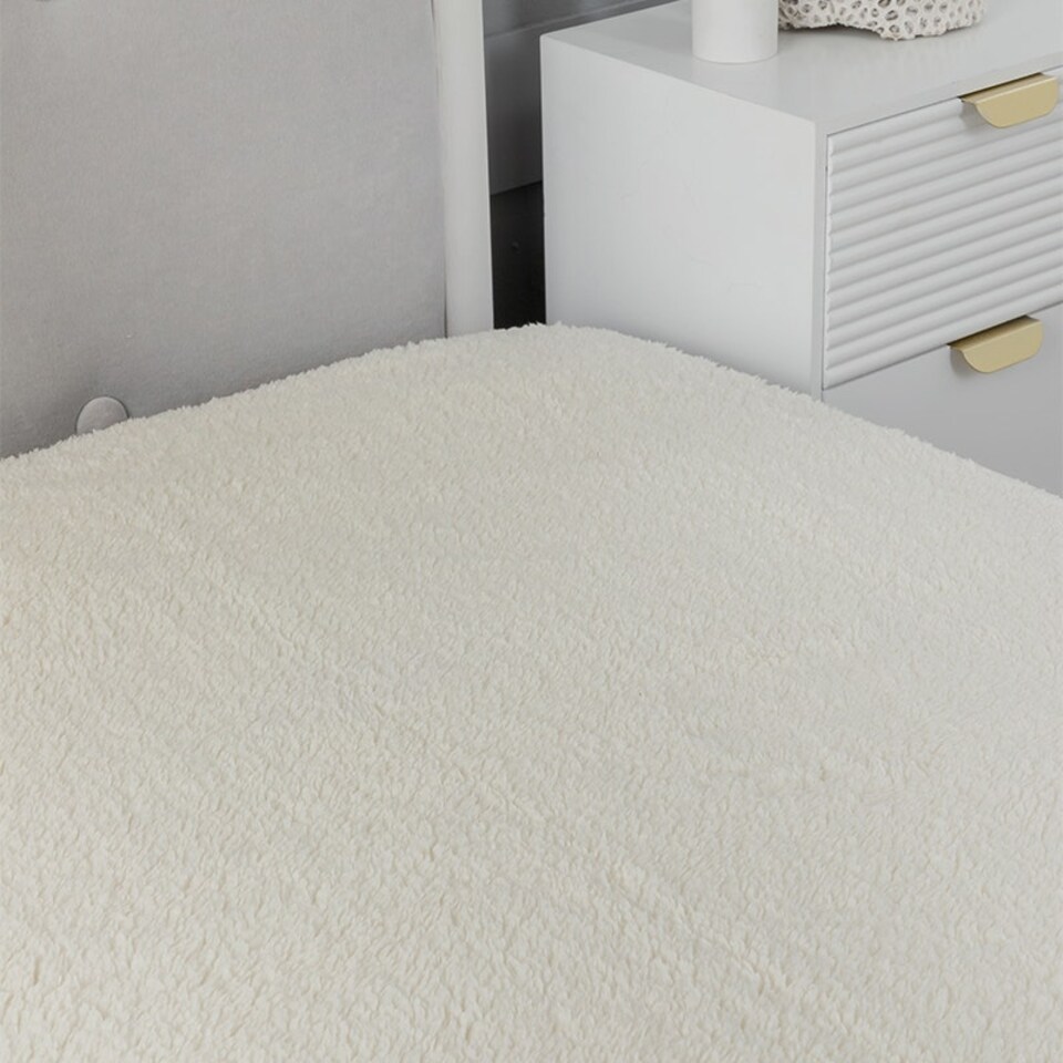 image 1 of 12 Inch Deep Super Soft Feel Cosy Fleece Mattress Protector Underblanket Fitted Sheet White | Small Double