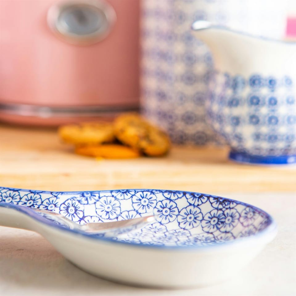 image 1 of Nicola Spring Hand-Printed Kitchen Spoon Rest - 26.5cm - Navy