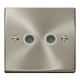 image 1 of SE HOME Satin / Brushed Chrome 2 Gang Twin Coaxial TV Socket White | Satin Chrome