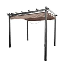 Seville Gazebo Outdoor Garden BBQ Shelter, Party tent with Retractable Canopy - L300 x W400 x H260 cm - Mocha/Beige