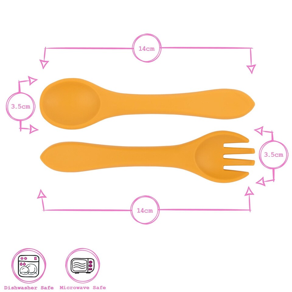 image 1 of Tiny Dining Baby Silicone Suction Plate, Fork & Spoon Set - Tradewinds
