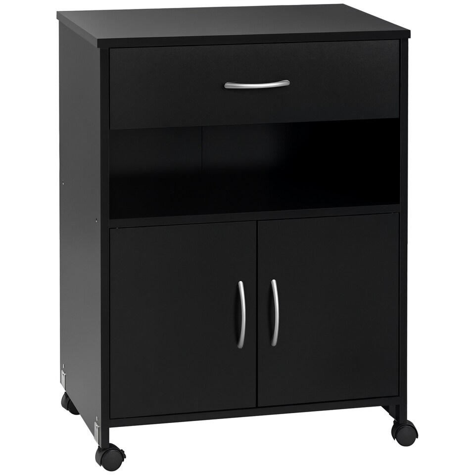 image 1 of Vinsetto Mobile Printer Stand w/ Storage Shelf Universal Wheels for Home Black