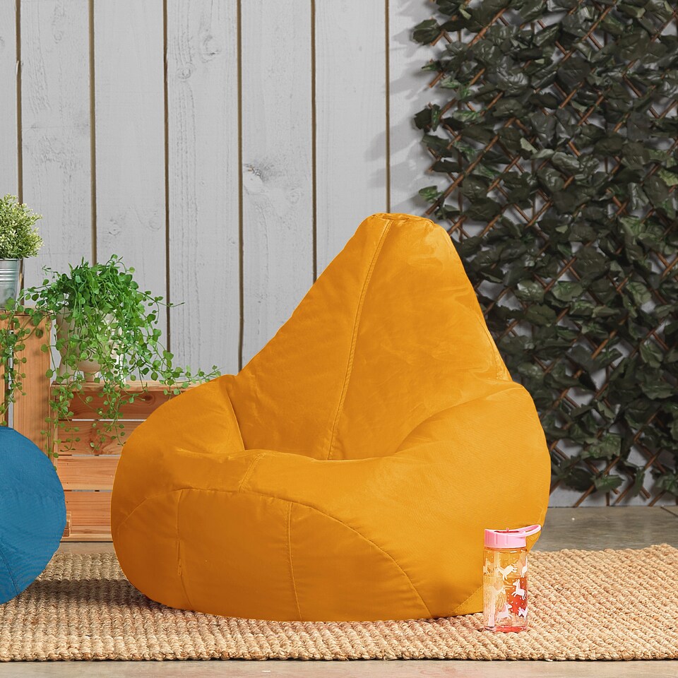 image 1 of Kids High Back Bean Bag Ochre Yellow Indoor Outdoor Childrens Bean Bags