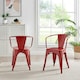 image 2 of Furniturebox 2x Colton 'Tolix' Style Red Metal Dining Chairs with Arms