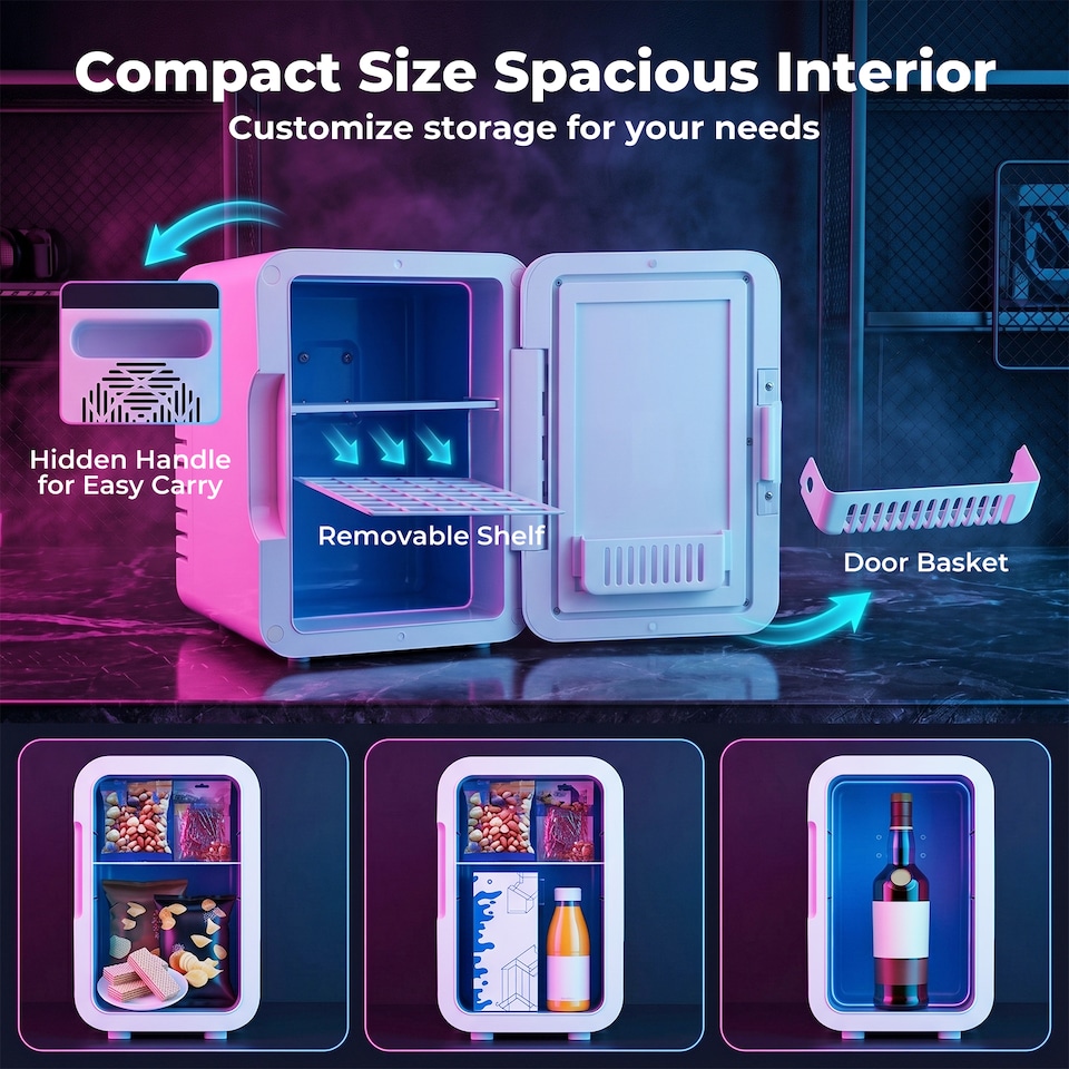 image 1 of Spector Portable Camping Fridge Freezer, Heat & Cool, 7 LED Lights, White